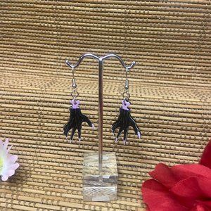 indie y2k 2000 00s retro deadstock gothic alt demon hands black purple earrings